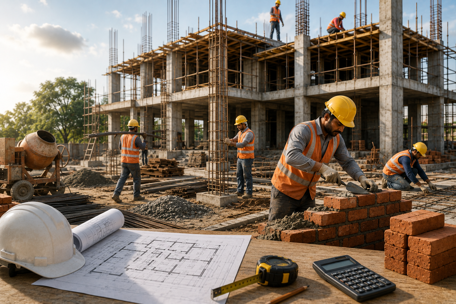 Construction worker on site for a labour contract project